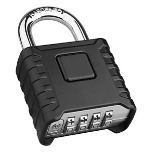 Diyife Candado con Combinación de 4 Dígitos, [Impermeable][Nueva Versión]Cerradura Exterior, Desbloqueo con un Clic, Candado de Seguridad para Cobertizos Puertas Escolar Garaje (Negro)