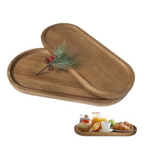 SUPAWAY 2 Oval Bandeja de Madera Grande 15cm+ pequeño 12cm Bandeja Decorativa Ovals Acacia Mostrador Bandeja pequeña Bandejas Madera Ligeras para Alimentos Frutas Aperitivos Pasteles decoración hogar