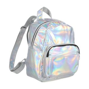 SOIMISS Mochila Holográfica Pequeña De Pu Con Correas Ajustables Resistente y Espaciosa Para Niñas y Mujeres Bolso De Hombro Moderno y Elegante