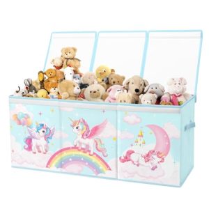 alldomess Caja de Almacenaje Juguetes,Baúl de Juguetes Infantil Plegables Grandes con Tapas y Asas para Niños Niñas, Dormitorio, Sala de Juegos, Guardería, Unicornio Del Arco Iris