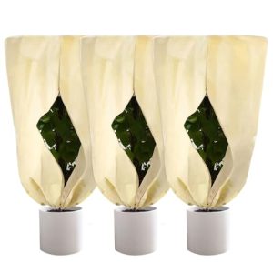 NAVESO 3Piezas Protector de Plantas para Invierno, 80x60cm Funda para Plantas, Cubre Plantas Invierno, Manta Termica Plantas con Cremallera y Cordón, Malla Antiheladas, Saco Cubre Plantas