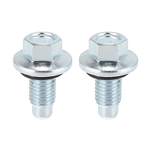 X AUTOHAUX 2 Piezas M12 x 1,75 Inoxidable Acero Tornillo Tapón Carter Aceite para Coche Plateado Tono