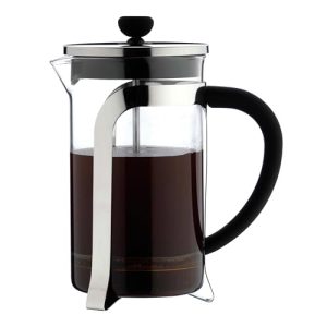 Café Olé Cafetera Mode, cuerpo de cristal con un impresionante cuerpo de acero inoxidable y filtro de malla, 1000 ml (8 tazas de espresso o 4 tazas).