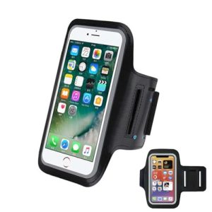 GNALIA Brazalete Móvil Running Negro, con Bolsillo para Airpods, Compatible con iPhone 16/15/14/13 Pro MAX Y Samsung Galaxy S24+/S23+/S22/S21, hasta 7″