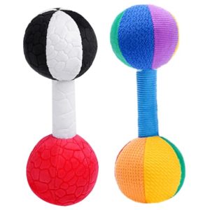 Kisangel Juguete de Agarre para Ñiño Mancuernas 2 Piezas, Colores Variados, Portátil y Calmante, Entrenamiento Motriz para Recién Nacidos, Juego Seguro y Estimulante para Desarrollo Temprano