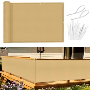 Sunnylaxx Balcon Privacidad 90x500cm Arena, Pantalla De Privacidad Balcon Protección PES, Incluye Bridas para Cables