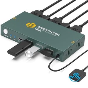 Conmutador KVM HDMI USB3.0 2 PC 1 Monitor 4K@60Hz KVM Switches witch (3*USB 3.0+ USB C Port) für 2 Computer Teilen Sie Monitor, teclado, ratón, EDID adaptativo, con controlador de escritorio
