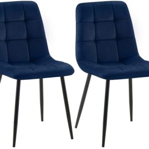 CLP Juego de 2 sillas de Comedor Tilde I Sillas de Cocina tapizadas con Funda Acolchada I Sillas tapizadas con armazón de Metal, Color:Azul, Material:Terciopelo