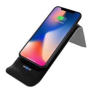 Stand Up – Cargador inalámbrico Qi Wireless charge de MiniBatt, 10W Fast Charge, Anti Deslizante, 3 bobinas, para iPhone X, iPhone 8 Plus, iPhone 8, Samsung S y Note y otros dispositivos con Qi, negro