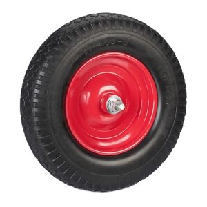 Relaxdays Rueda de Carretilla 4.00-8 Goma con Eje, Neumático de Repuesto Antipinchazos, hasta 100 kg, Negro/Rojo