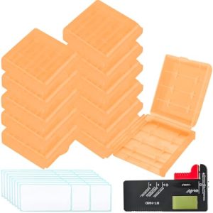 Xiatiaosann Estuche de almacenamiento de 12 piezas AA/AAA, estuche de almacenamiento de pilas de plástico aislante portátil AA/AAA para pilas recargables, para el hogar, viajes, oficina