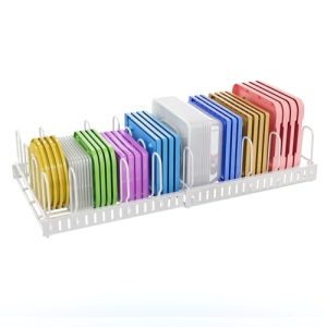 Organizador de tapa expandible para contenedores de alimentos, gran capacidad, ajustable, 10 divisores, organizador de tapa desmontable para armarios, estantes de despensa, cajones para mantener la