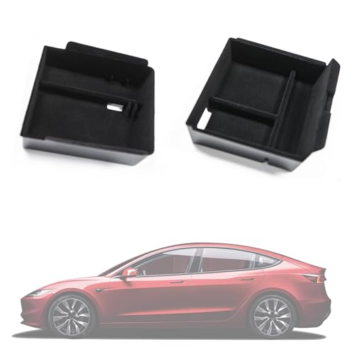 TOPABYTE Organizador de Consola Central para Tesla Model Y Juniper Model 3 Highland 2025 2024 Bandeja Organizadora de Almacenamiento para Consola Central Flocada (Paquete de 2)