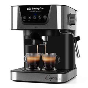 Orbegozo EX 6000, Cafetera express, 1050 W, depósito de agua extraíble 1,5 litros, 20 bar, panel control táctil, modos programados, café molido/monodosis, vaporizador, frontal inox, color plata