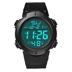 Ogquaton – Reloj de pulsera deportivo impermeable de silicona con pantalla LCD digital, cronómetro de fecha, correa de goma para hombre, cómodo y práctico