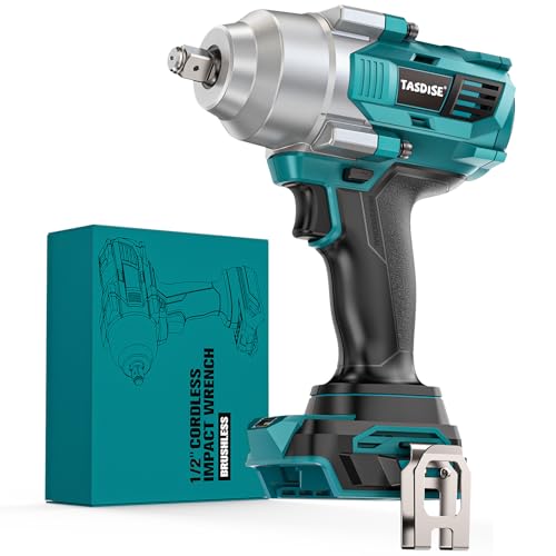 TASDISE Llave de Impacto 1000 Nm, Brushless Pistola de Impacto, Compatible con Batería Makita 18 V, 4 Marchas y luz LED, Atornillador de Impacto, para Coches Camiones, No Incluye Batería y Cargador