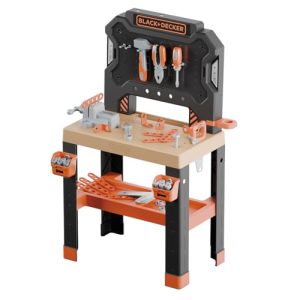 Smoby – Black+Decker – Banco de Trabajo Bricolo – Juguete de imitación – 78 Accesorios – 7 Herramientas – Zonas de Almacenamiento – Material Reciclado – A Partir de 3 años – Fabricado en Francia