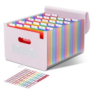 ThinkTex Clasificador Documentos, 26 Bolsillos Carpetas Archivadoras, Carpeta Clasificadora Portátil de Recibos Mensuales, Tamaño Carta/A4 para Oficina, Hogar, Escuela -Morandi Púrpura