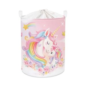 HUUMONSS Grande Cesta Ropa Sucia Adorable unicornio Plegable Cestos Almacenaje Ropa Juguetes para Padres,Flores,63L