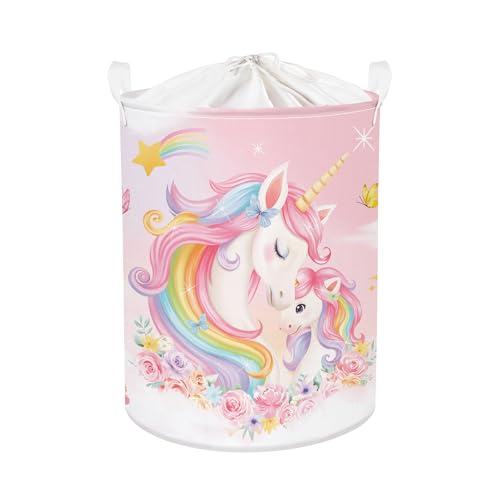 HUUMONSS Grande Cesta Ropa Sucia Adorable unicornio Plegable Cestos Almacenaje Ropa Juguetes para Padres,Flores,63L