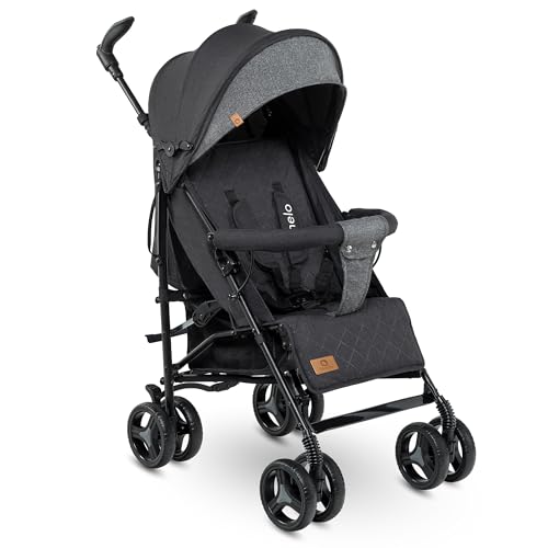 LIONELO Cochecito de bebé de Irma de hasta 15 kg, ligero y moderno, con función reclinable, plegable, ruedas grandes de 6 pulgadas, cesta grande, bolsa, mosquitera
