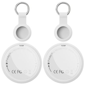 Localizador Bluetooth Blanco – 2 Pack Tracker Tag Funciona con Apple Buscar (Sólo iOS 14.5+), Encuentra Teléfono y Llaves, Rastreador GPS Impermeable para Carteras y Maletas, Batería Reemplazable