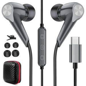 Auriculares USB Tipo C, Auriculares con Cable Tipo C para iPhone 17 16 15 Plus, In Ear Auriculares con Micrófono Control Volumen, para Xiaomi 15 Ultra Poco M7 Pixel 10 9 Pro Fold OnePlus Pad Open 13R