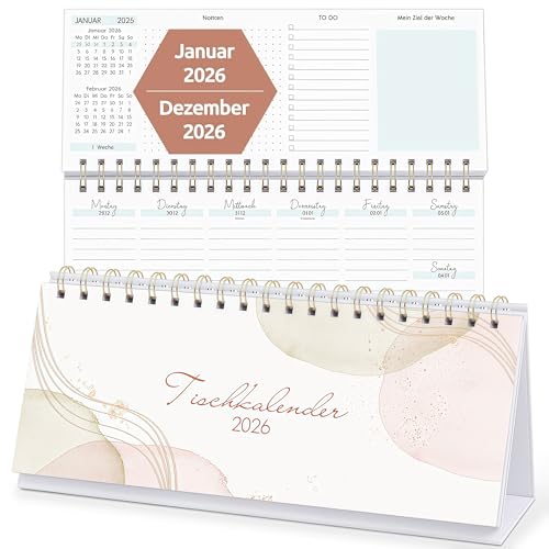 KONVINIT Calendario de escritorio 2026, calendario 2026, calendario semanal de escritorio para estar de pie, planificador semanal 2026, 1 semana y 2 páginas