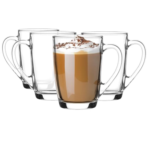 Glasmark KROSNO 1992 conjunto de tazas y té con mango 4 piezas 300 ml café latte tazas de vidrio para lavavajillas