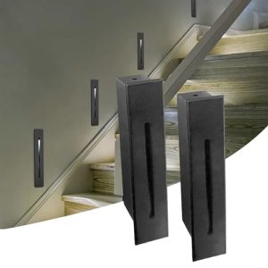 kpslucerna Lámpara de escalera LED Iluminación de escalera – Juego de 2 apliques de pared IP65 para salón, dormitorio, jaula, pasillo, iluminación interior, luz nocturna para balcón (Negro)