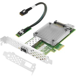 Euqvos Tarjeta de Red Ethernet M.2 a 10 GB Puerto SFP+ único, Chip Intel 82599, M.2 + M Key + SFF 8087, 100/1000/10000 Mbps, con Cable de 0,35 m, Nic de 10 Gigabit para Windows/Windows Server/Linux