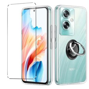 HuiYouMY Funda con Cristal Templado 1Pcs con 1Pcs Ring, Protectora Capa Compatible with OPPO A79 Antigolpes Fundas Carcasa Compatible with OPPO A79 Silicona Funda de Móvil Clear