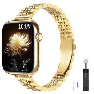 TiMOVO Correa Compatible con Apple Watch 46mm (Series 11/10), 49 mm 45mm 44mm 42mm para Mujer (2025). Correa de Repuesto para Utrla 3/2/1, iWatch SE 3/2/1, Series 9/8/7/6/5/4/3/2/1, Oro