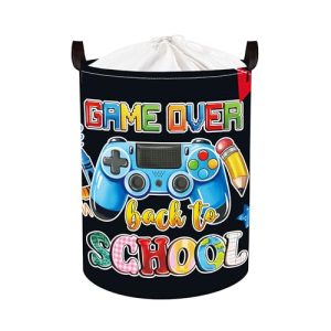 Clastyle Cestos Almacenaje Juego de Aventuras Cesta Ropa Sucia Plegable para Habitación Bebé Dormitorio Cajas de Almacenaje Juguetes para Chico Chica,Negro Escolar,36 * 45 cm