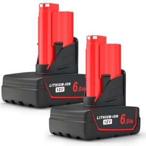 HTongD Batería de Repuesto para Milwaukee 12V: 6,0 Ah Li-Ion batería para Milwaukee M12 – Compatible con M12B 48-11-2411 48-11-2420 48-11-2401 48-11-2402 48-11-2401 (2 Unidades)