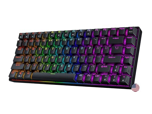 Geeky GK75 75% | Hot Swappable Teclado Mecánico de Juego | 84 Teclas Multicolor RGB LED Retroiluminado para Gaming PC/Mac | ANSI US Teclado Americano (Negro, Mechanical Red)
