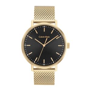 Calvin Klein Reloj Analógico de Cuarzo para Hombre Colección Modern Mesh con Correa de Malla de Acero Inoxidable de Color Dorado – 25200049