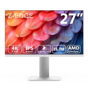 Z-Edge Monitor 27 Pulgadas IPS 4K (3840×2160), FreeSync, 60 Hz, Monitor UHD Blanco 16:9, 2xHDMI2.0 y 2×DP 1.4, 5ms, Altura Ajustable/Vertical/Horizontal/Giratorio, VESA (Cable DP Incluido)