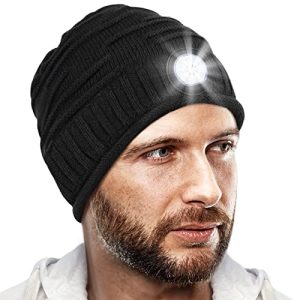 Regalos Navidad Originales Gorro con Luz – Regalos Originales para Hombre Mujer Amigas Personalizados Regalos Originales y Utiles, Amigo Invisible Regalos, Regalos San Valentin, Negro, Talla Única