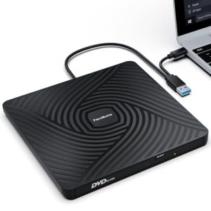 PeroBuno Lector CD/DVD Externo, USB 3.0 y Type-C Grabadora CD DVD Externa, ROM +/- RW Unidades Portátil Ultra Delgado de 0,5 Pulgadas DVD Externo para PC, Macbook, Windows11/10/8/7, Linux y Mac OS