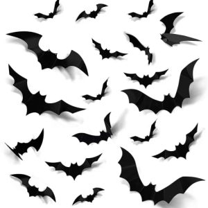 Halloween 3D Murciélagos Pegatinas Decoraciones, 96 PCS Pegatinas de Pared de Murciélago, para Windows, Pared, Puerta de casa, Exterior, Interior, Bricolaje, Suministros para Fiestas de Halloween