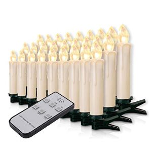 Forever Speed Miafamily, juego de velas de Navidad con 20 o 60 LEDs, inalámbricas, para el árbol de Navidad, con mando a distancia, carcasa blanca, 30er