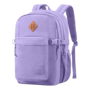 SUPACOOL Mochila casual ligera para hombres y mujeres, mochila grande para niños y niñas escolares, Púrpura, 40.64 cm