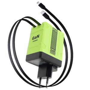 2 en 1 Cargador GAN, HOVCEH Cargador Carga Rapida 120W con Cable Retráctil Tipo C y Tipo L de 80 cm, PD 3.0 Portátiles Compacto Fast Charger para Smartphones y Ordenadores