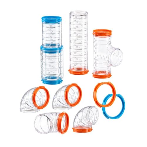 Ferplast Juego de Tubos para Hámster - Accesorio Jaula con 9 Piezas, Túneles Transparentes, Orificios de Ventilación, Curvas y Conexiones - Kit Tube Curve
