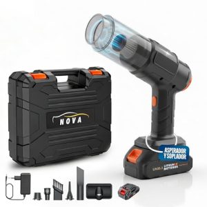 Nova – Aspirador Coche Potente – Soplador de Aire Potente y Aspirador de Mano con 19000PA 7 en 1 – Aspiradora Portatil de Motor sin Escobillas con Maletin para Oficina, Coche y Hogar.