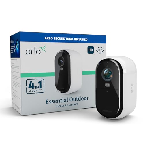 Arlo Essential 2 HD Cámara WiFi Exterior HD sin Cables, 6 Meses de batería, visión Nocturna en Color, luz, Sirena, Audio bidireccional, Blanca