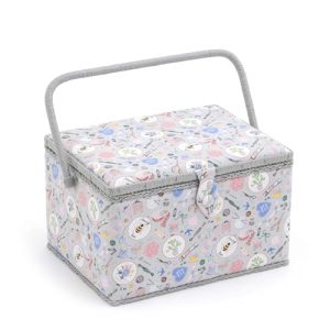 Hobby Gift Costurero grande exclusivo, caja de almacenamiento para manualidades, bandeja para accesorios, alfiletero, mango de PVC, 23,5 x 31 x 20 cm, hecho en casa