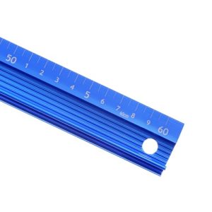 Kozelo Regla de Metal con Agarre Elevado – [60cm] Aleación de Aluminio Medición Precisa Regla Protectora Recta Azul para La Oficina Medición Corte y Dibujo Precisión de 1mm