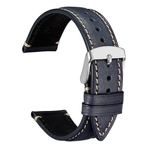 WOCCI Correa Reloj Piel 22mm, Cuero Nobuck Banda de Repuesto para Relojes de Pulsera (Azul Oscuro)